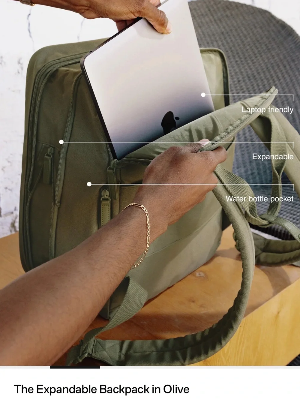 ‼️ISO‼️Beis Expandable Olive Backpack - Picture 2 of 2